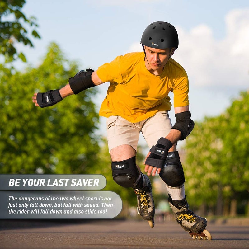 JBM Adult & Kid Skating Protective Gear Set for Beginner to Advanced, Skateboard Helmet Knee and Elbow Pads with Wrist Guards for Inline Roller Skating, Scooter, Skateboarding - Image 2